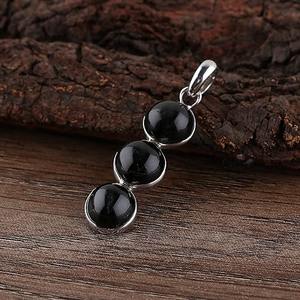 Colgante de Plata de Ley 925 con piedras preciosas de Color negro de forma redonda de ónix negro, regalo de boda perfecto para el amor con joyería estampada 925 - Product Image 4
