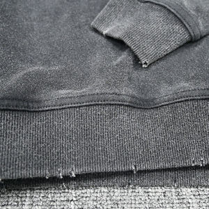 Sudadera con capucha lavada desgastada para hombre con logotipo personalizado de alta calidad, jersey de cuello redondo, sudadera con capucha de gran tamaño con hombros caídos, sudaderas básicas - Product Image 3