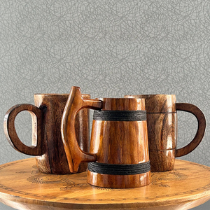 Tazas de Viaje de Madera Hechas a Mano, Clásicas, con Patrón Sólido, Aptas para Lavavajillas, Disponibles en Grandes Cantidades, Proveedor Indio, para Camping - Product Image 3