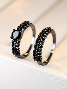 Resoul – bagues noires pour femmes, ensemble de bagues en zircon, ensembles de bijoux gothiques pour couple, bijoux d'halloween pour femmes - Product Image 4