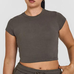 T-shirt pour femmes en gros personnalisé taupe profond 100% coton doux léger respirant élégant concepteur coupe décontractée t-shirt d'entraînement de gymnastique - Product Image 1