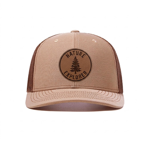 Vietnam Factory Custom Leather <b>Patch</b> Logo Trucker Hat 6-Panel Mesh <b>Back</b> Cap Two-Tone Breathable Sport Snapback Gorras Wholesale - Product Image 1