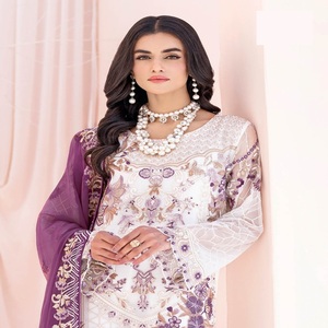 Collection de mousseline de soie de luxe broderie lourde Ramsha Vol C-6 vente entière robe de mariée pakistanaise Lehnga Choli Salwar Kameez indien - Product Image 2