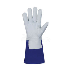 Wholesale <b>Welding</b> <b>Gloves</b> Customized High Quality Patch Palm White Blue Leather Waterproof Heat Resistance Safety <b>Gloves</b> - Product Image 2