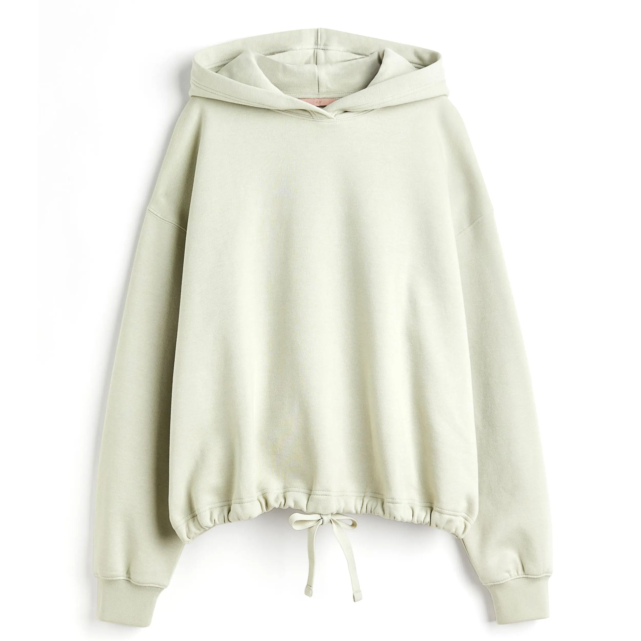 Light dusky green New Arrival Boxy style hoodie in sweatshirt fabric made from a cotton blend with a double layered hood