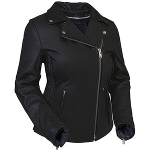 Dernière veste en cuir véritable sur mesure à la mode, longueur régulière, noire, élégante, veste en cuir pour femmes - Product Image 1