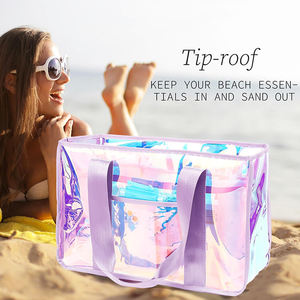 Bolso <span class=keywords><strong>de</strong></span> playa transparente grande impermeable <span class=keywords><strong>de</strong></span> TPU con cierre <span class=keywords><strong>de</strong></span> cremallera a prueba <span class=keywords><strong>de</strong></span> arena <span class=keywords><strong>para</strong></span> piscina <span class=keywords><strong>para</strong></span> mujer con asa lavable - Product Image 4