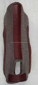 Western Indian Manufacturer 1\" <b>Thick</b> Wool <b>Felt</b> Horse Saddle Pad Custom Logo Natural Gray With Brown Genuine Leather Made India - Product Image 3