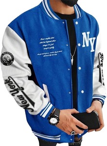 Chaqueta deportiva de invierno personalizada para hombre 2025, ropa informal de béisbol universitaria de retazos de lana de alta calidad con cuello levantado - Product Image 4