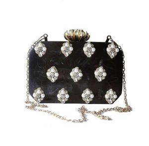 Bolso de mano de resina con adorno de flores doradas, bolso de mano de tipo personalizado de resina artesanal India para mujer, bolsos de mano promocionales - Product Image 6