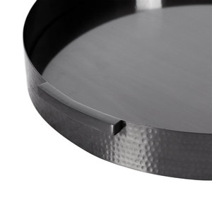 Plateau rond en aluminium poli miroir martelé de luxe avec poignée du fabricant et exportateur indien - Product Image 2