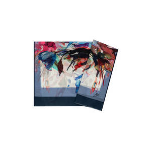 Écharpe rectangulaire en polyester bleu à franges florales - Accessoire de tête et foulard - Product Image 1