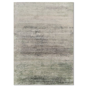 Tapis en laine et soie de bambou noué à la main Kavi Blue, collection Afterglow, motif abstrait pour usage domestique, modèle Eskm-06 - Product Image 1