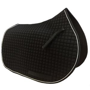 Vendita calda nero quadrato trapuntato cavallo inglese sella Pad nero poliestere/cotone tessuto bianco tubazioni morbido comodo salto - Product Image 1