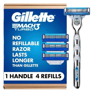 Gillette Mach3 Turbo <b>Razors</b> for <b>Men</b>, 1 Handle, 4 Blade Refills - Product Image 5