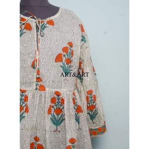 Vestido Formal de Algodón Tejido a Mano 100% Hecho a Mano, Estilo Dulce, Estampado a Mano, Ropa de Verano, Cintura Natural - Product Image 3