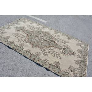 Alfombra turca Vintage área grande 4,9X8,7 pies clásico Beige verde patrón de retazos Material de lana respaldo de látex para dormitorio pasillo - Product Image 2