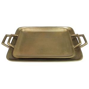 Elegante Bandeja de Servicio de Latón con un Rico Color Dorado, Diseño Moderno para Bodas y Eventos Festivos, Artesanía en Metal - Product Image 1