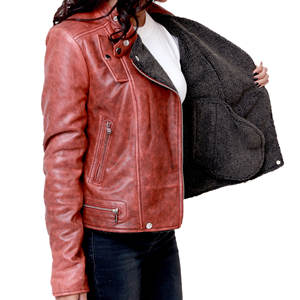 Vente en gros veste de moto bicolore pour femmes souple café racer agneau cuir véritable broderie respirant disponible régulier grande taille - Product Image 3