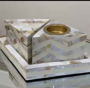 Elegant Luxury Bakhoor Set with Mother of Pearl Inlay Electric Candle Warmers for Decorative Usage - Product Image 4