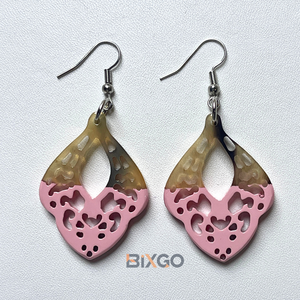 Pendientes de cuerno de Búfalo en forma de lágrima Vintage hechos a mano de Vietnam medio laca carmesí personalizado al por mayor accesorio de moda regalo - Product Image 3