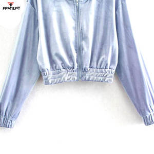Nueva tendencia Mujeres Impreso de punto Crop Hoodies Elegante Drop-Shoulder Colores sólidos Venta de alta calidad - Product Image 3