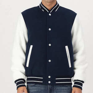Chaqueta universitaria de lana personalizada de alta calidad para hombre, tipo de cierre, bolsillos con botones, chaqueta Bomber de béisbol universitaria cálida Letterman para hombre - Product Image 1