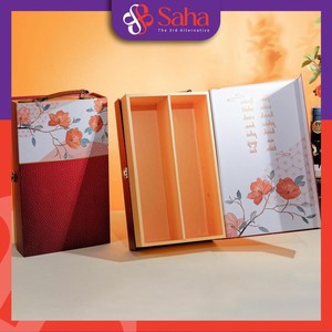 Boîtes à vin de luxe biodégradables personnalisées pour le Nouvel An 27x35x12 CM Papier d'art métallisé Kraft avec revêtement UV 3D Feuille d'or Whisky Tequila - Product Image 5