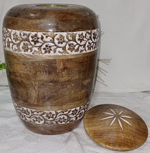 10.5" Handmade Mangowood Urns Memorial Wooden <b>Keepsake</b> Adult <b>Ashes</b> Funeral Urns with Lid and Design Urn <b>for</b> Human & Pet <b>Ashes</b> - Product Image 6