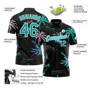 Vente en gros OEM Polo à impression par sublimation pour hommes Polo en polyester, élasthanne, golf, évacuation de l'humidité Polo personnalisé - Product Image 5