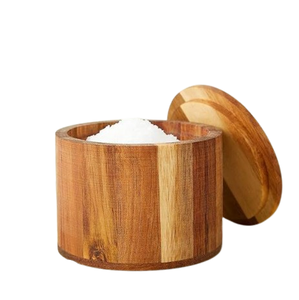 Juego de Azucareros de madera de mango redondo de la mejor calidad con utensilios de cocina de primera calidad, juego de tazones de sal y pimienta para el hogar - Product Image 6