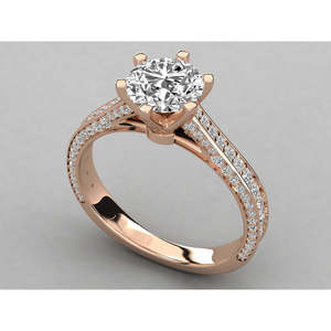 Anillo Brillante de Oro de 9K para Mujer con Diamante Cultivado en Laboratorio de Corte Redondo Estilo Solitario - Product Image 4