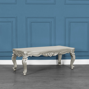 Table basse Lazarus en teck massif de haute qualité avec finition argentée pour usage intérieur. - Product Image 2