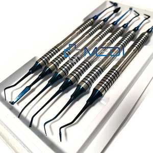 Juego de Curetas Gracey Azules de Acero Inoxidable Alemán de 7 Piezas con Casete, Mango Hueco, Certificación CE, Garantía de 5 Años - Product Image 6