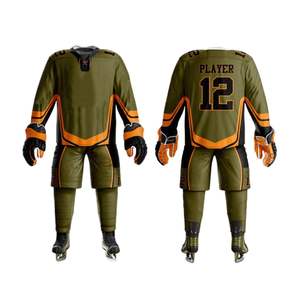 ชุดกีฬาฮ็อกกี้น้ำแข็งชุดฝึกกางเกงผ้าเจอร์ซี่น้ำหนักเบาชื่อทีมออกแบบได้ตามต้องการ - Product Image 1