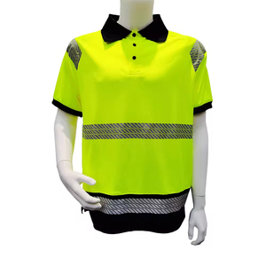 Camiseta de Seguridad Reflectante de Alta Visibilidad, Ignífuga, Antiarrugas, de Manga Corta, Transpirable, con Cintas Reflectantes, Amarilla, Ropa de Trabajo Unisex - Product Image 1
