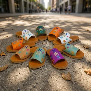 Pantuflas Babouche de Cuero Marroquí Hechas a Mano para Hombre, Sandalias Planas Bordadas, Transpirables, Antideslizantes, para Todas las Temporadas - Product Image 4
