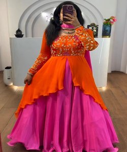 Bas prix robe de travail lourde avec Dupatta élégant Georgette tenue de soirée pour les femmes touche ethnique tenue de soirée prix de gros ensemble de robe - Product Image 3