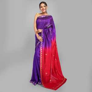 Superbe Saree en soie brute avec motif Bagru imprimé à la main pour les fêtes et les occasions spéciales Style indien et pakistanais - Product Image 5