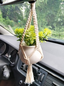 Cintre de voiture fait à la main décor Mini Pots de fleurs Style Boho désodorisant porte-plante accessoires d'intérieur de voiture - Product Image 2
