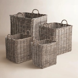 Set of 4 Rattan <b>Baskets</b> with Handles Handmade <b>Storage</b> <b>Basket</b> Wholesale eco-friendly Made in Viet Nam - Product Image 4