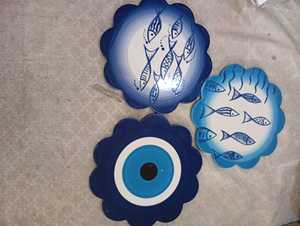 DAFNI BIG PAZAR HAND-PAINTED STONE COASTER-Durable Mediterranean Style - Product Image 6