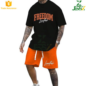 Conjunto de Verano para Hombre, Talla Grande, Estilo Urbano, Moderno, Camiseta de Manga Corta con Cuello Redondo y Pantalones Cortos Casuales a Juego, Transpirable - Product Image 4