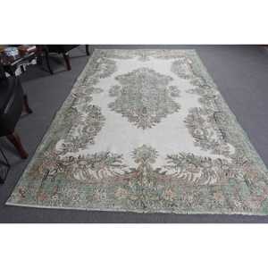พรมวินเทจตุรกี ขนาด 6.1x10.5 ฟุต (185x319 ซม.) ลายตารางสีเขียวขาว - Product Image 3