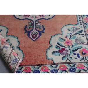 พรมตุรกีโบราณ ขนาด 4.4x7.3 ฟุต ลายจุดสีส้ม ทำจากขนสัตว์ - Product Image 4