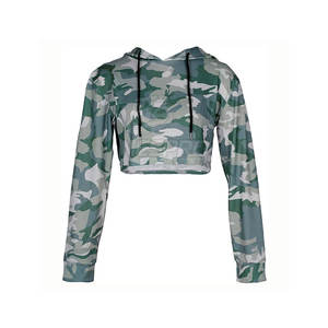 Diseño personalizado invierno mujer Crop Top sudaderas con capucha Color sólido frente Logo 100% algodón transpirable Anti-Pilling uso al aire libre - Product Image 1