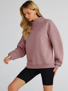 Femmes hiver surdimensionné col montant pull à capuche sweats à manches longues coton polaire écologique couleurs personnalisables - Product Image 4