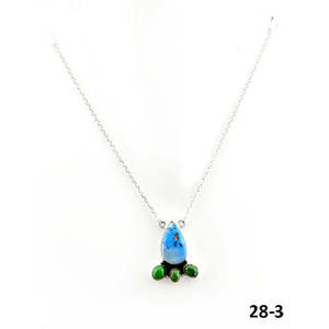 Collier multi-pierres style sud-ouest, turquoise, perle, diamant, argent sterling, motif goutte d'eau, bambou religieux pour mariages - Product Image 3