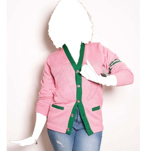 2026 New Style Customized AKA Sorority V Neck Varsity <b>Cardigan</b> <b>Sweater</b> 100% Cotton Breathable Chenille Front Logo Autumn Knitted - Product Image 1