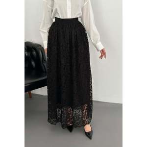 Jupe longue en dentelle noire - Noir - Product Image 2